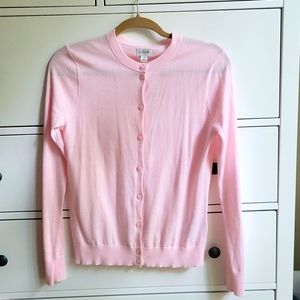 JCrew Classic Cotton Cardigan Sweater in Pink Blossom